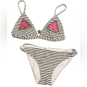 Hollister Black and White Striped Watermelon Bikini